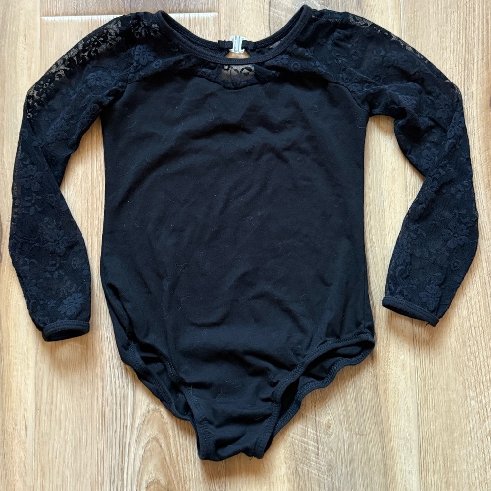 Black Lace Sleeve Bodysuit Leotard